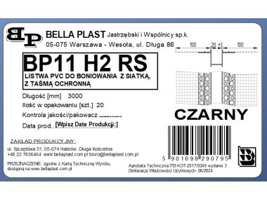 Zdjęcie: Listwa do boniowania PVC z siatką BP11 H2RS L300 czarny BELLA-PLAST