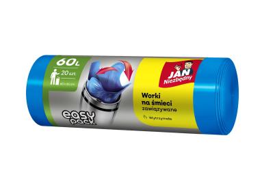Zdjęcie: Worki na śmieci easy-pack zawiązywane niebieskie 60 L - 20 szt. JAN NIEZBĘDNY
