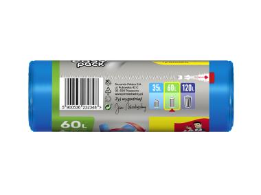 Zdjęcie: Worki na śmieci easy-pack zawiązywane niebieskie 60 L - 20 szt. JAN NIEZBĘDNY