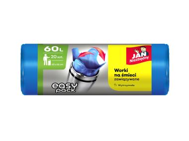 Zdjęcie: Worki na śmieci easy-pack zawiązywane niebieskie 60 L - 20 szt. JAN NIEZBĘDNY