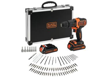 Zdjęcie: Wiertarko-wkrętarka z udarem Li-Ion 18 V, zestaw końcówek, walizka Black Decker STANLEY