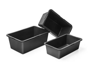 Zdjęcie: Kwadratowa kastra budowlana z tworzywa sztucznego, kolor czarny, 40 litrów STELLA GREEN