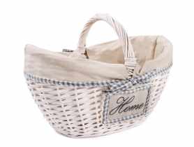 Kosz wiklinowy z materiałem 34x25x19/14/24h biały TIN TOURS