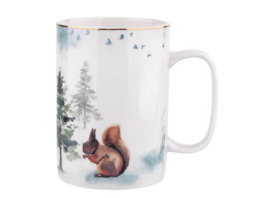 Zdjęcie: Kubek prosty Misty Forest 300 ml dekoracja wiewiórka ALTOMDESIGN