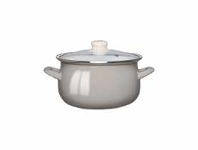 Garnek emaliowany 16 cm - 1,3 L taupe z pokrywą szklaną ALTOMDESIGN