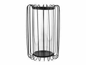 Świecznik metalowy szprosowy z wkładem szklanym 19x19x32 cm czarny ALTOMDESIGN