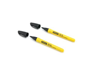 Zdjęcie: Markery Fine Tip czarny, ostra końcówka, 2 sztuki, karta STANLEY