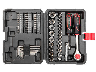 Zdjęcie: Zestaw kluczy nasadowych 1/4", 3/8", 63 sztuki TOP TOOLS