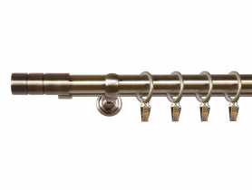 Karnisz podwójny Triest zakończenie walec 25x19 mm antyczny mosiądz 160 cm MARDOM