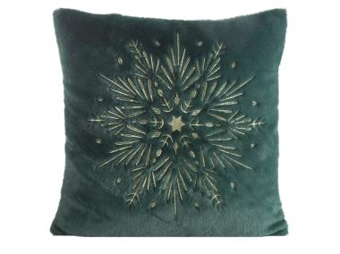 Zdjęcie: Poduszka dekoracyjna świąteczna 45x45 cm ciemnozielono-złota EUROFIRANY