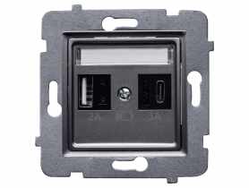 Ładowarka szybka USB A+C (A-10 W, C-20 W), bez ramki Rosa inox POLMARK
