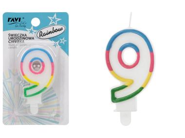 Zdjęcie: Świeczka urodzinowa Cyferka 9 Rainbow DECOR
