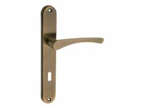 Klamka wewnętrzna Iris DH-88A szyld długi na klucz mosiądz antyczny GAMET BASIC LINE