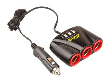 Zdjęcie: Rozgałęziacz potrójny zapalniczki 3 gniazda USB BOTTARI
