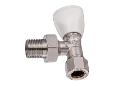 Zdjęcie: Zawór grzejnikowy zasilający kątowy 1/2" z przyłączem zaciskanym do rury miedzianej 15 mm CALIDO