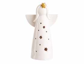 Figurka porcelanowa Aniołek oświetlenie LED 12x7,5x20 cm ALTOMDESIGN