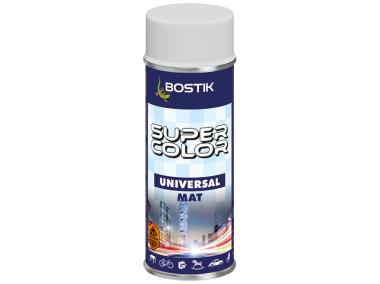 Zdjęcie: Lakier uniwersalny ogólnego zastosowania Super Color Universal Mat biały mat RAL 9010 400 ml BOSTIK