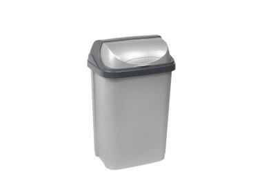 Zdjęcie: Kosz na śmieci z odchylaną pokrywą 25 L srebrny KEEEPER