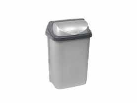 Kosz na śmieci z odchylaną pokrywą 25 L srebrny KEEEPER