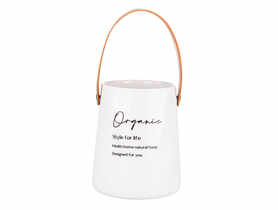 Naczynie porcelanowe Organic wysokie ze skórzaną rączką 12x14 cm ALTOMDESIGN
