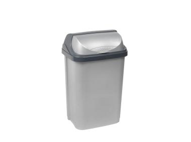 Zdjęcie: Kosz na śmieci z odchylaną pokrywą rasmus 10 L srebrny KEEEPER
