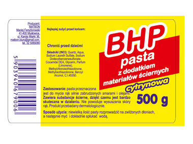 Zdjęcie: Pasta BHP cytrynowa 0,5 kg MATBON
