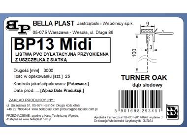 Zdjęcie: Listwa PVC BP13 Midi L300 9/3 dąb słodowy, z siatką i z uszczelką BELLA PLAST