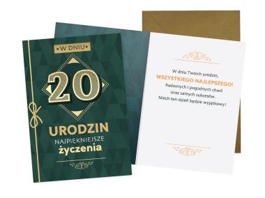 Zdjęcie: Karnet DK-1175 Urodziny 20 - cyfry, męskie KUKARTKA