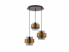 Lampa wisząca Spiega 3-punktowa talerz czarno-mosiężna CANDELLUX