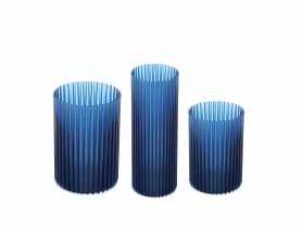 Zestaw wazonów Nemo, 3 sztuki, niebieski transparentny LAMELA