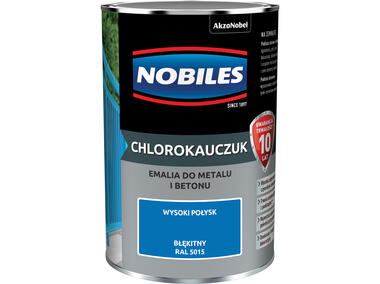 Zdjęcie: Emalia do metalu i betonu Chlorokauczuk błękitny wysoki połysk 0,9 L NOBILES
