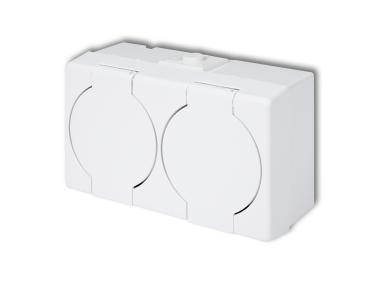 Zdjęcie: Gniazdo hermetyczne podwójne 2x2P+Z IP44 klapka biała GHS-2n LEDSYSTEM