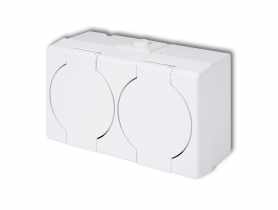 Gniazdo hermetyczne podwójne 2x2P+Z IP44 klapka biała GHS-2n LEDSYSTEM