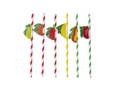 Zdjęcie: Komplet 6 słomek papierowych 19,5 cm mix owocowych dekoracji ALTOM DESIGN