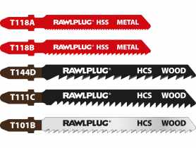 Zestaw brzeszczot do drewna 2,5 mm; 3 mm; 4 mm oraz metalu 1,2 mm; 2 mm - 5 elementów RAWLPLUG