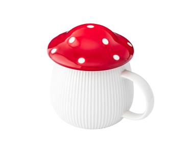 Zdjęcie: Kubek Pod kapeluszem 370 ml w kształcie grzybka z czerwoną pokrywką ALTOM DESIGN