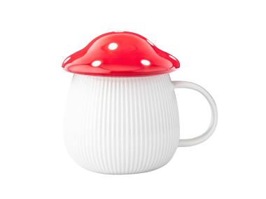 Zdjęcie: Kubek Pod kapeluszem 370 ml w kształcie grzybka z czerwoną pokrywką ALTOM DESIGN
