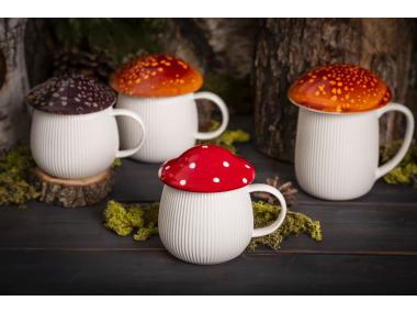 Zdjęcie: Kubek Pod kapeluszem 370 ml w kształcie grzybka z czerwoną pokrywką ALTOM DESIGN