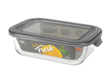 Zdjęcie: Pojemnik ze szkła żaroodpornego 650 ml prostokąt, wzór Grey, Keep it fresh DECOR