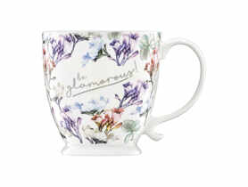 Kubek porcelanowy Garden na stopce 480 ml kwiaty miętowe AMBITION