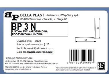 Zdjęcie: Kątownik PVC łukowy BP3N 300 biały BELLA PLAST