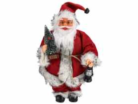 Mikołaj z materiału z choinką i latarenką 40 cm czerwony JUMI