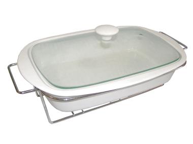 Zdjęcie: Półmisek z podgrzewaczem 33  cm - 2,3 L biały prostokątny FLORINA