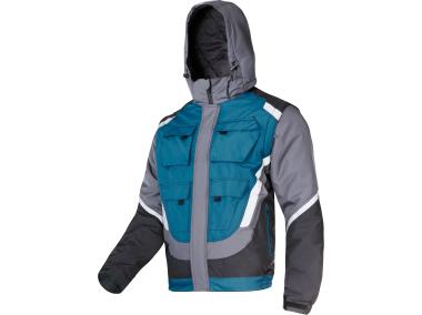 Zdjęcie: Kurtka ocieplana czarno-szaro-turkusowy z odblaskami, 2XL, CE, LAHTI PRO