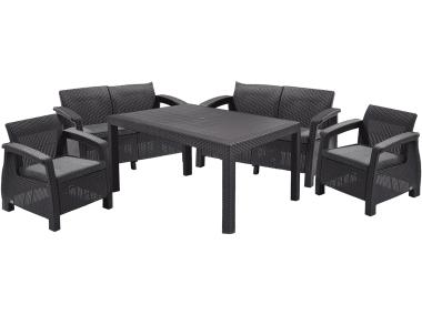 Zdjęcie: Komplet mebli ogrodowych rattanowych Corfu Fiesta antracyt CURVER