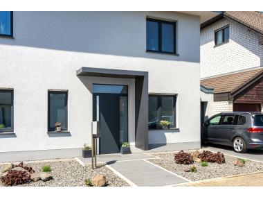 Zdjęcie: Daszek nad drzwi prostokątny 200x90x14,5 cm + ścianka prawa 14,5x90x220 cm antracyt GUTTA