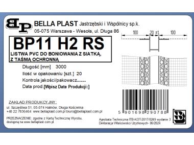 Zdjęcie: Listwa do boniowania PVC z siatką BP11 H2RS L300 biała BELLA PLAST