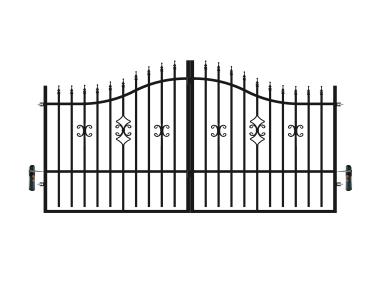 Zdjęcie: Brama dwuskrzydłowa Iga 3,50 m, 1,20-1,50 m, ocynk+ RAL9005 z automatem POLBRAM