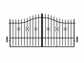 Brama dwuskrzydłowa Iga 3,50 m, 1,20-1,50 m, ocynk+ RAL9005 z automatem POLBRAM
