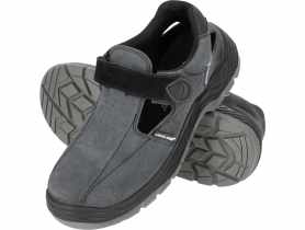 Sandały zamszowe szaro-czarne, S1 FO SR, "46", CE, LAHTI PRO